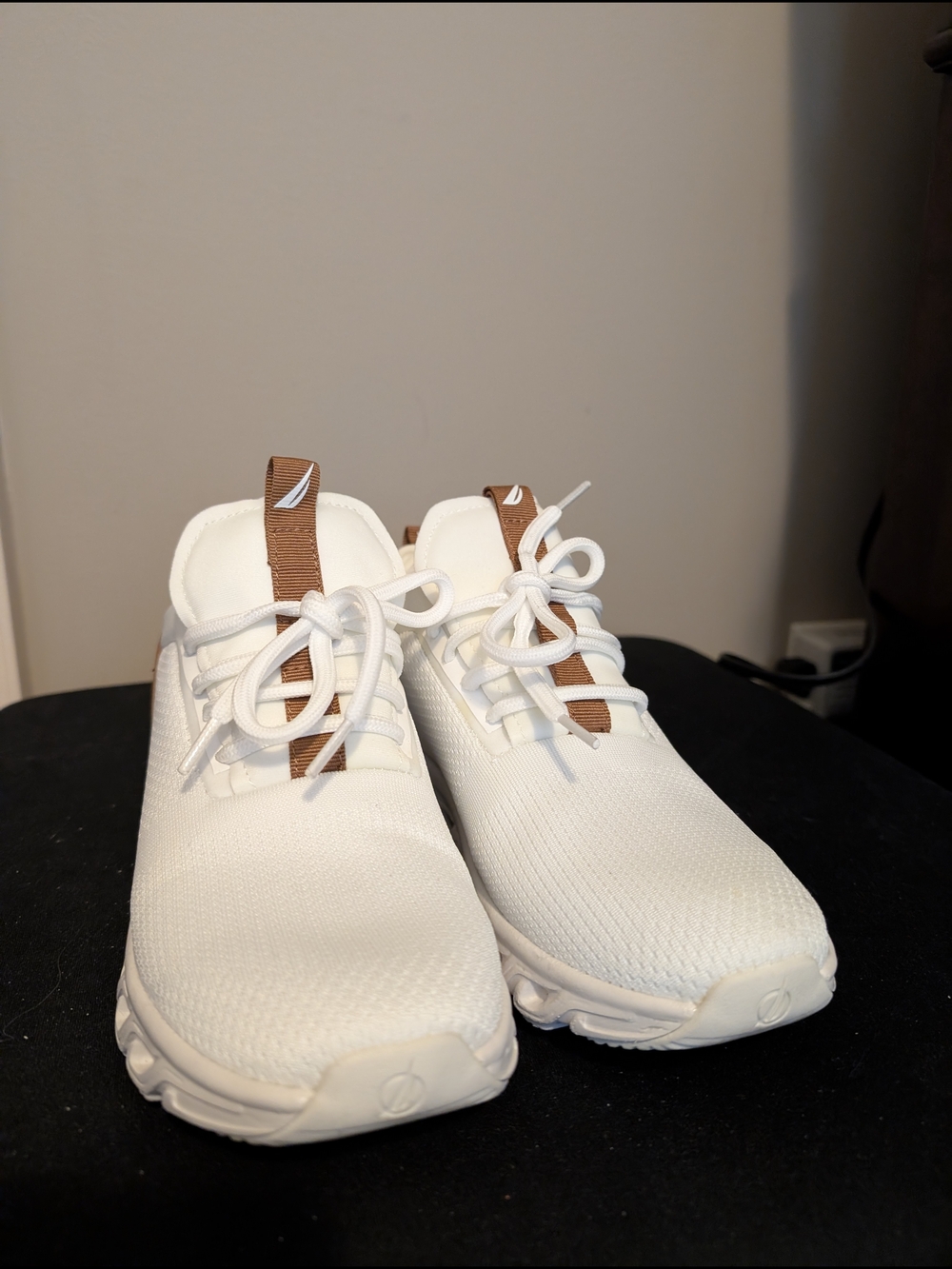 Nautica White Sneakers with Brown Accent